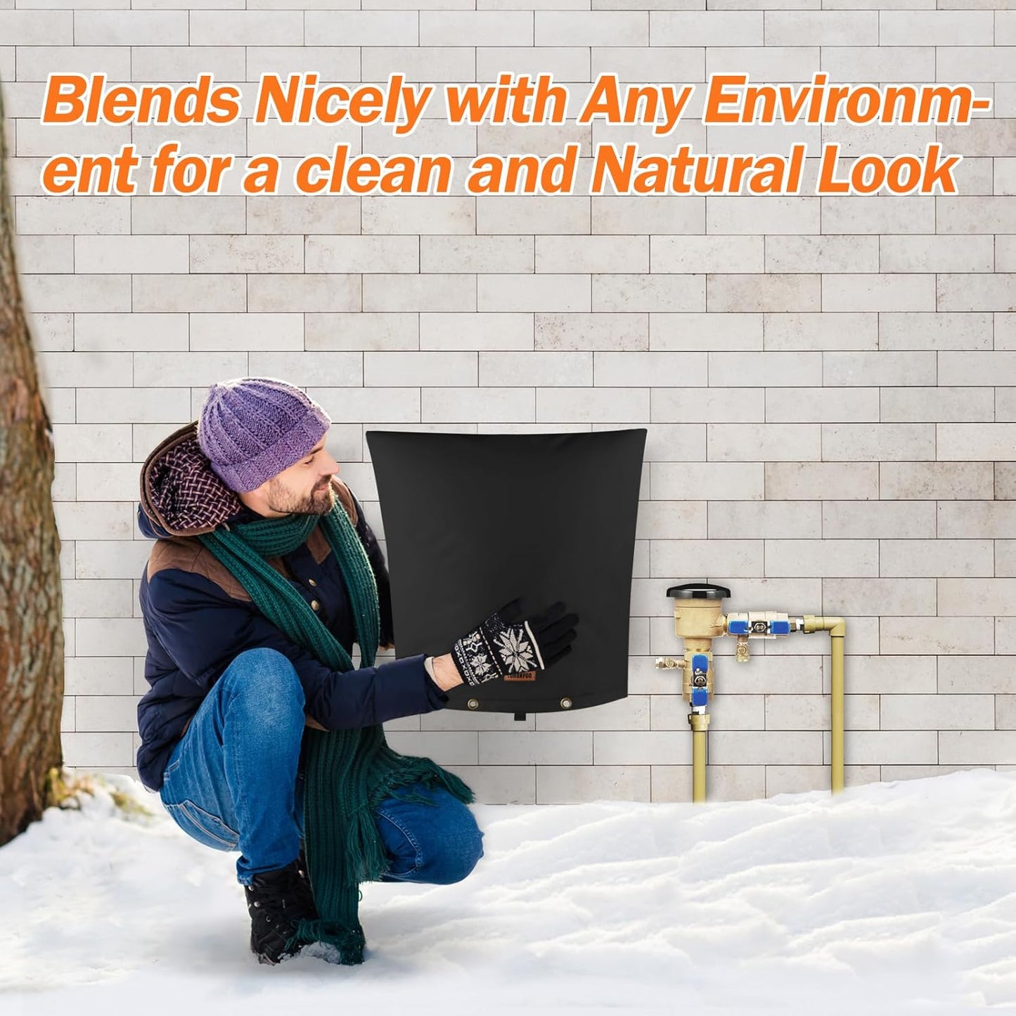 TOHONFOO Backflow Preventer Pipe Insulation Cover (5°F) - Irrigation Sprinkler Valve Insulated Pouch - Water Well Pump Cover - Sturdy 5 Layers for Winter Freeze Protection, 24" W x 26" H, Black