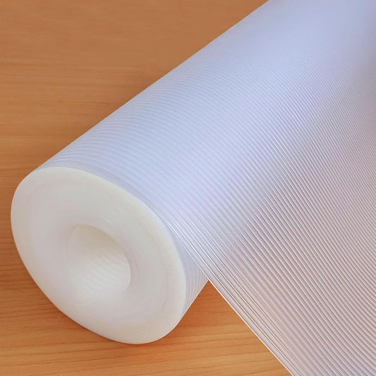 Shelf Liners 18 in x 20 ft EVA Drawer Mats, Non-Adhesive Cupboard Protector, Kitchen Cabinet Lining Fridge Liner (Clear Stripe, 45.3x610cm)