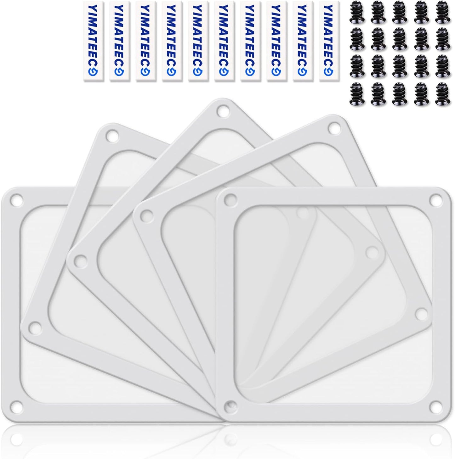 Dust Filter PC 140mm for Computer Cooler/PSU/Routers Nylon 80 Mesh, Magnetic Frame PC Fan Dust Mesh PC Cooler Filter Dustproof Computer Fan Grills (Nylon, 140 * 140mm, 5pcs, White)