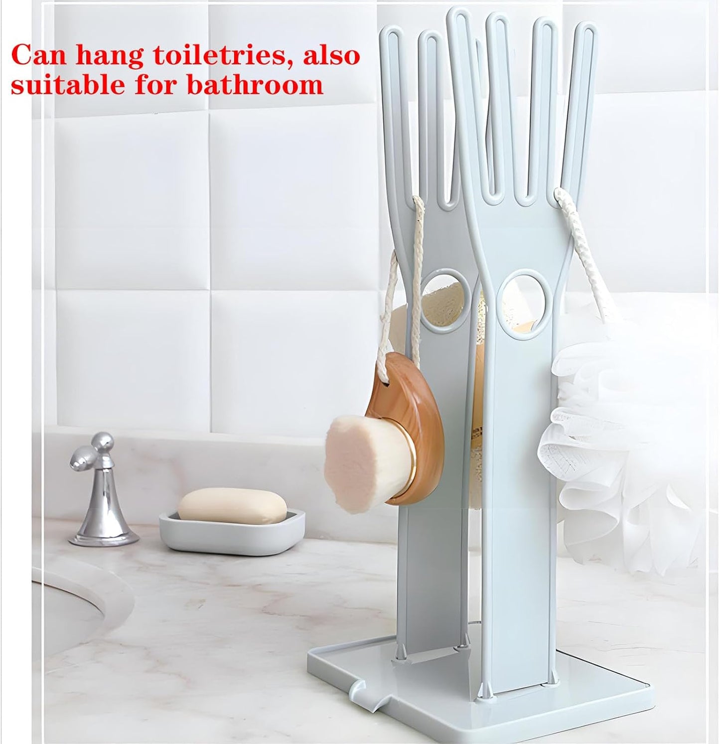 Kitchen Glove Holder Kitchen Glove Stand Holder Rubber Glover Drying Dryer Rack Reusable Rubber Glove Clothes Drying Rack for Dish Gloves and Rags (Blue)