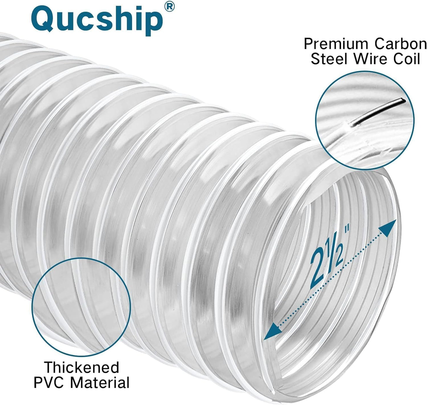 PVC Dust Collection Hose 4" x 20', Puncture Resistant Clear PVC Dust Collection Hose for dust collection systems