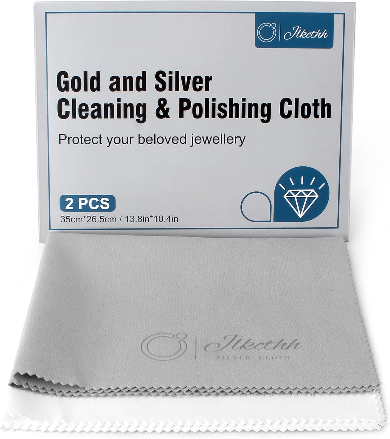 Jewelry Cleaning and Polishing Cloth, 100% Pure Cotton Silver Polishing Cloth for Sterling Silver & Gold & Platinum Jewelry and Large Silverware, Reusable Soft Jewelry Cleaning Cloth (2)
