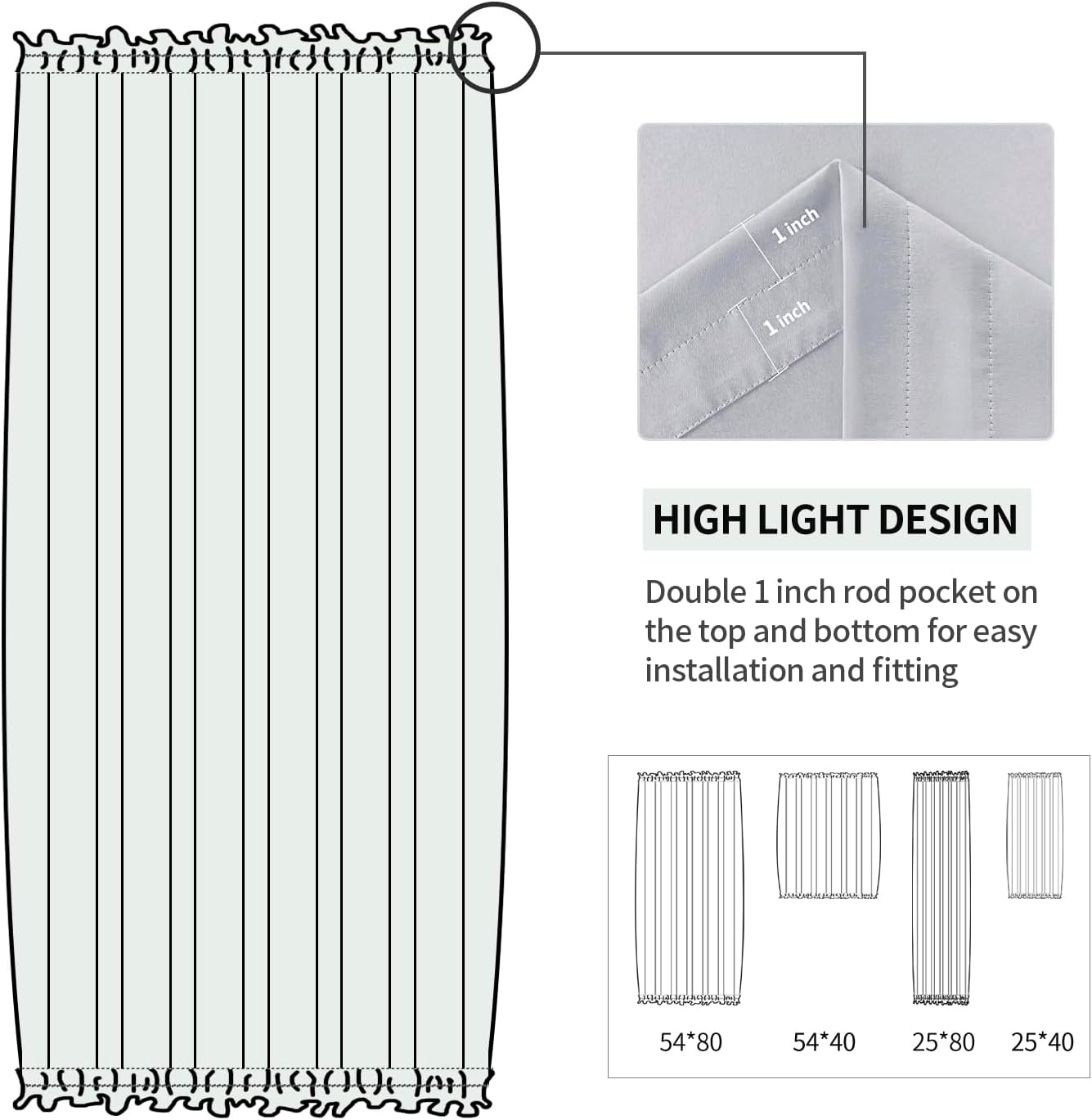DWCN French Door Curtains – Rod Pocket Thermal Blackout Curtain for Doors with Glass Window, Kitchen and Patio Doors for Privacy, 25 X 80 Inches Long, 1 Curtain Panel with Tieback, Silver Grey