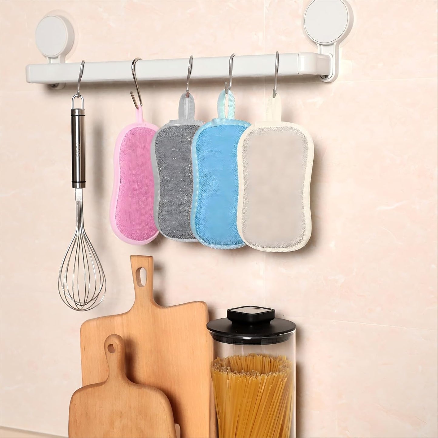 Boao 10 Pieces Multipurpose Kitchen Scrub Sponges, Non-Scratch Microfiber Scrub Sponges for Kitchen Reusable Scouring Pads Sponge Scrubber for Household Cleaning Dishes and Pots(Mixed Colors)