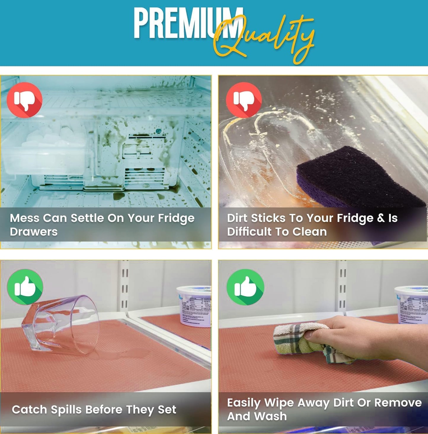 Refrigerator Liners for Shelves by Linda’s Essentials - Easy to Clean Fridge Liner with Spill Protection Fridge Shelf Liners & Drawer Liner, Nonslip BPA-Free Refrigerator Mats (Pink Roll)