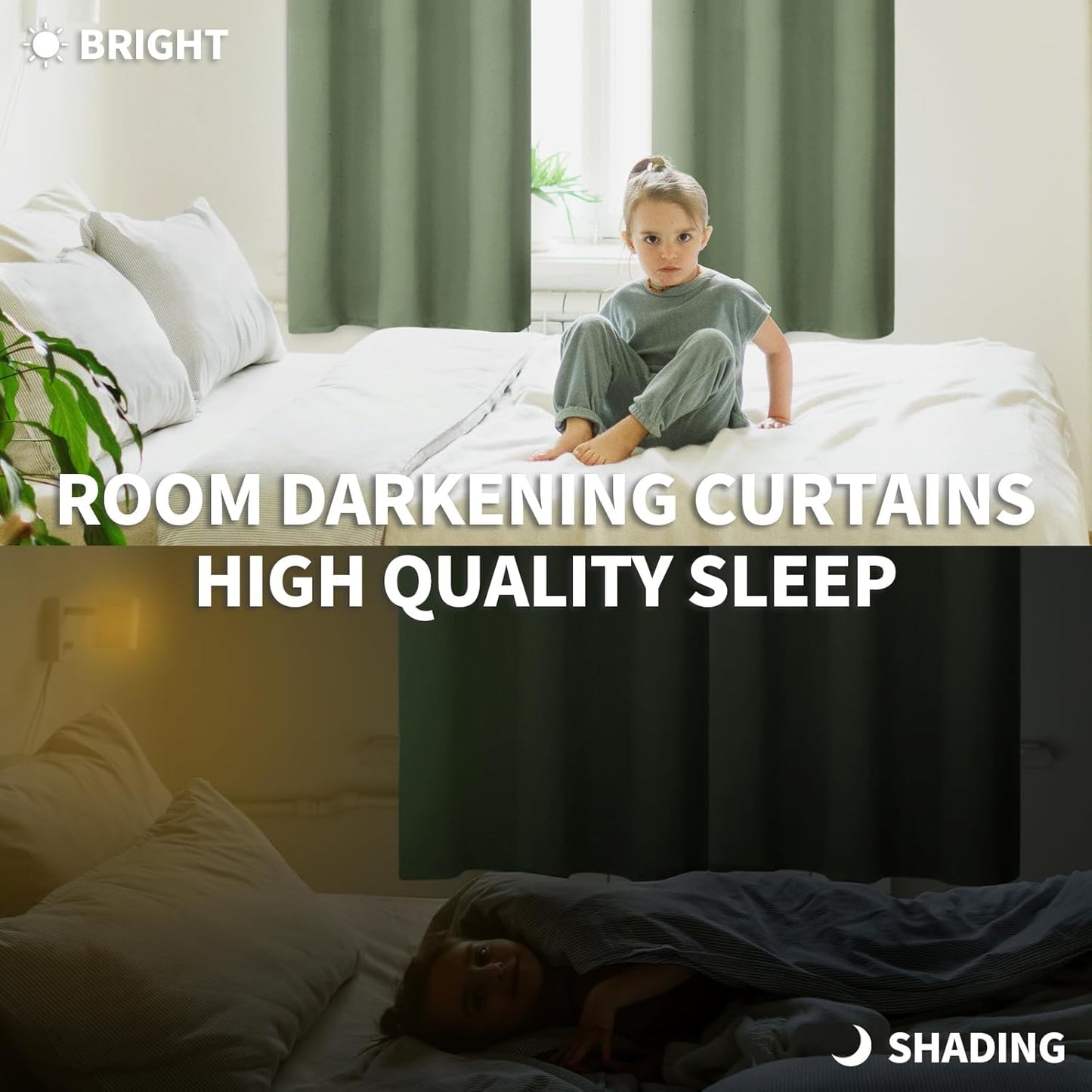 BGment Olive Green Short Curtains 40 Inches Long for Kitchen Cafe Window - Small Half Window Drapes with Rod Pocket Darkening Privacy for Bedroom Bathroom, 34 x 40 Inch, 2 Panels