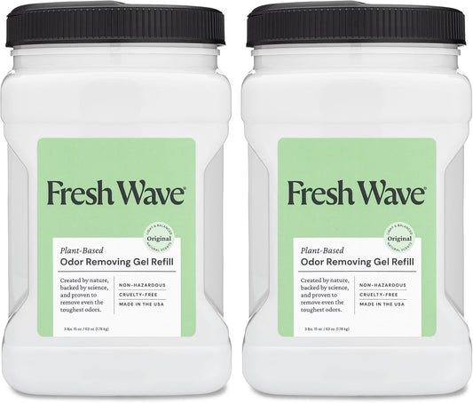 Fresh Wave Odor Removing Gel Refill, 63 oz., Pack of 2 - Safer Odor Absorbers for Home, Natural Plant-Based Odor Eliminator, Every 15 oz. lasts 30-60 Days, For Cooking, Trash & Pets