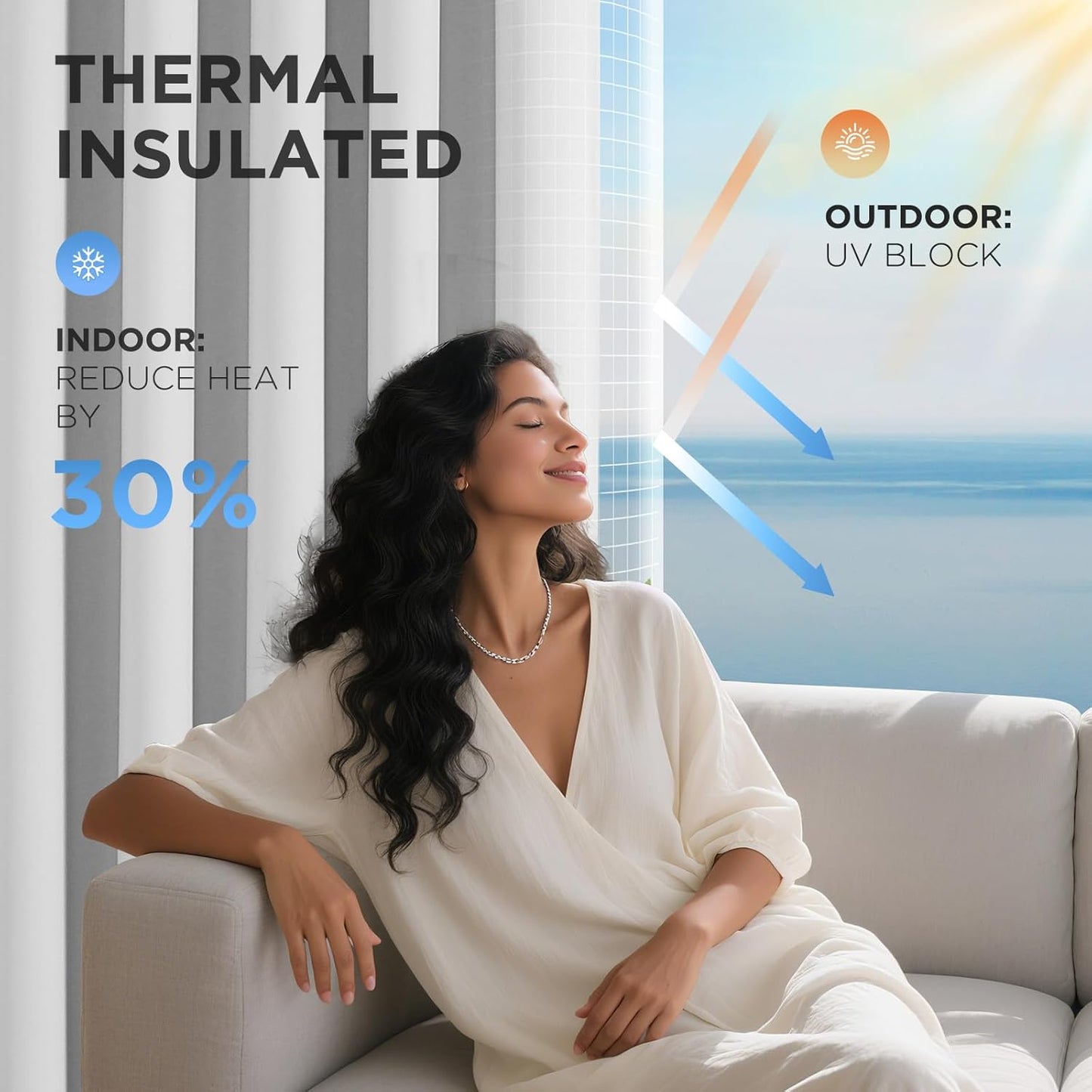 Joydeco Blackout Door Curtain for Doorway Privacy 78 Inches Long, Grommet Closet Curtain for Open Closet, Room Divider for Bedroom Living Room (Greyish White 52Wx78L, 1 Panel)