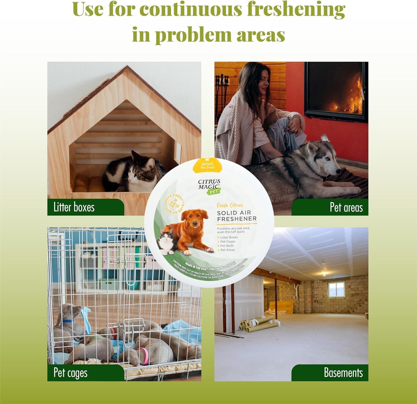 Citrus Magic Pet Odor Absorbing Solid Air Freshener for Home, Air Purifier, Fresh Citrus, Must have Pet Supplies, 8 Oz (Pack of 3)