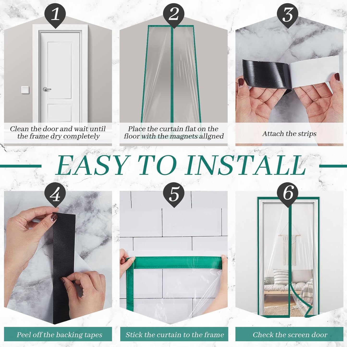 Amylove Zipper 48 x 87 Inch Dust Barrier Kit Green Edged Temporary Construction Door Barrier 4 x 7.25 ft Reusable Plastic Curtain Cover Containment Doorway Wall Screen Sheeting for Bathroom Hallway