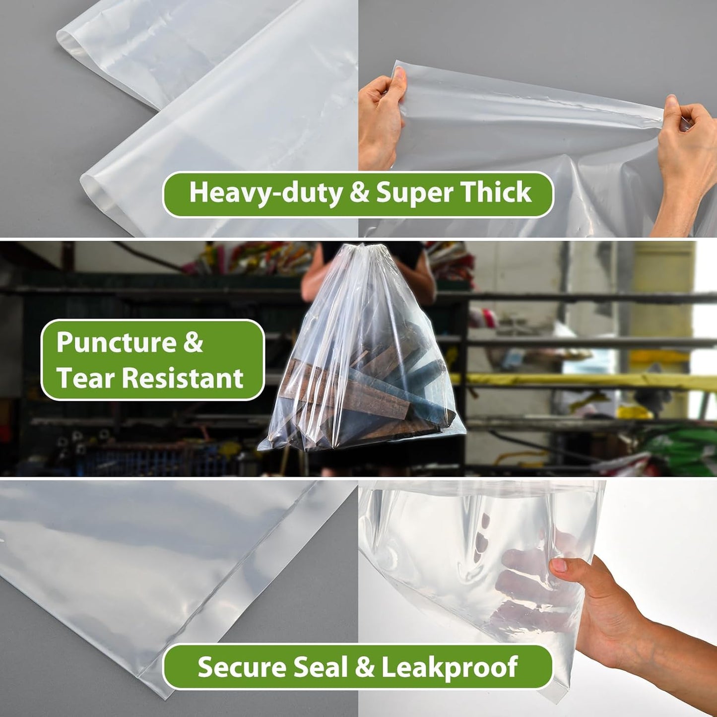 Dust Collector Bags 6pcs two-sided 7mil 19.5" diameter (31" width x 40" length) for Harbor Freight Central Machinery 70 Gallon Dust Collector (6)