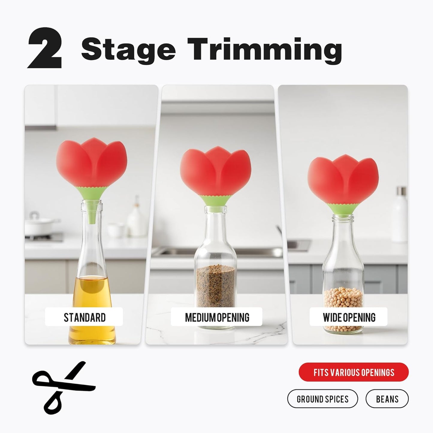 Li & Zhao Kitchen Funnels - 2 PCS Canning Funnels for Kitchen Use Filling Bottles Oil Funnel Silicone Funnel Bottle Liquid Transfer Filling Liquid,Oils,Spices for Bottles,Jar(Red & Blue)