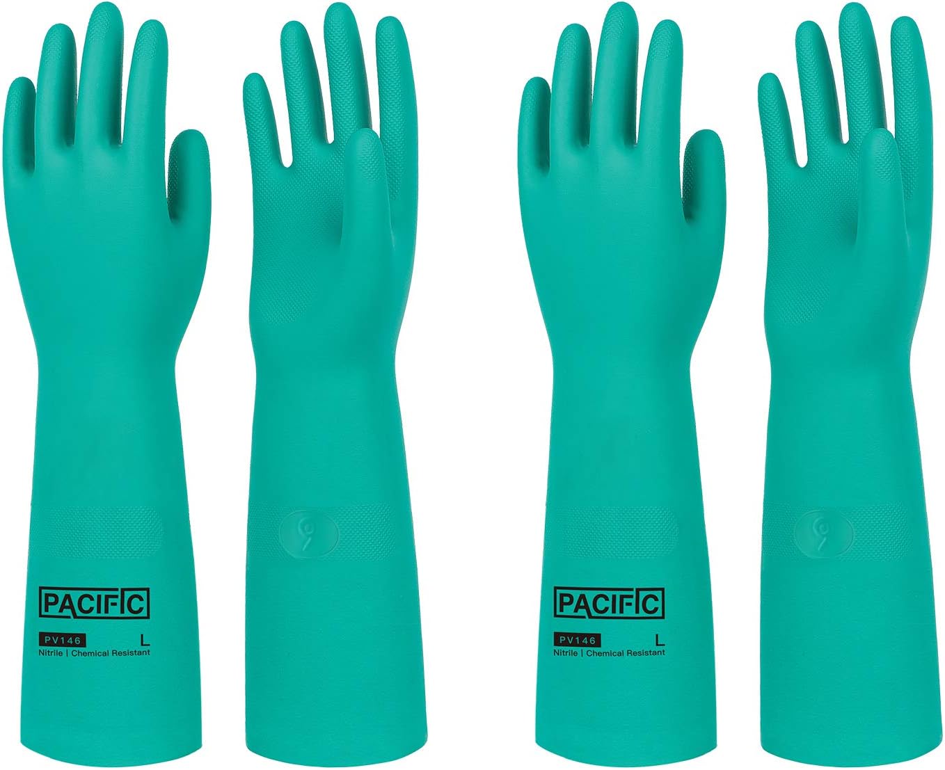 PACIFIC PPE 2 Pairs Chemical Resistant Nitrile Gloves, Resist Household Acid, Alkali, Solvent and Oil, 28 mil, 18", XX-Large