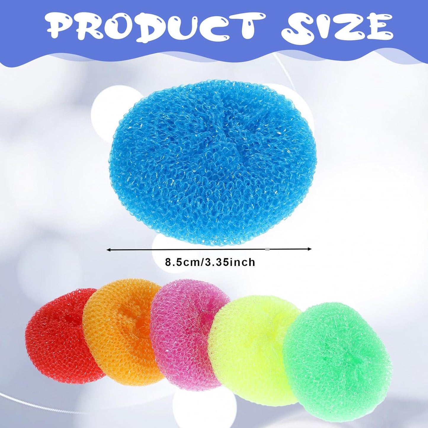 100 Pcs Plastic Scrubbers for Dishes, Round Pot Scrubbers for Kitchen Non Scratch Scouring Pads 3.35" Nylon Mesh Dish Scrubber Reusable Poly Mesh Scouring Dish Pads for Household Cleaning