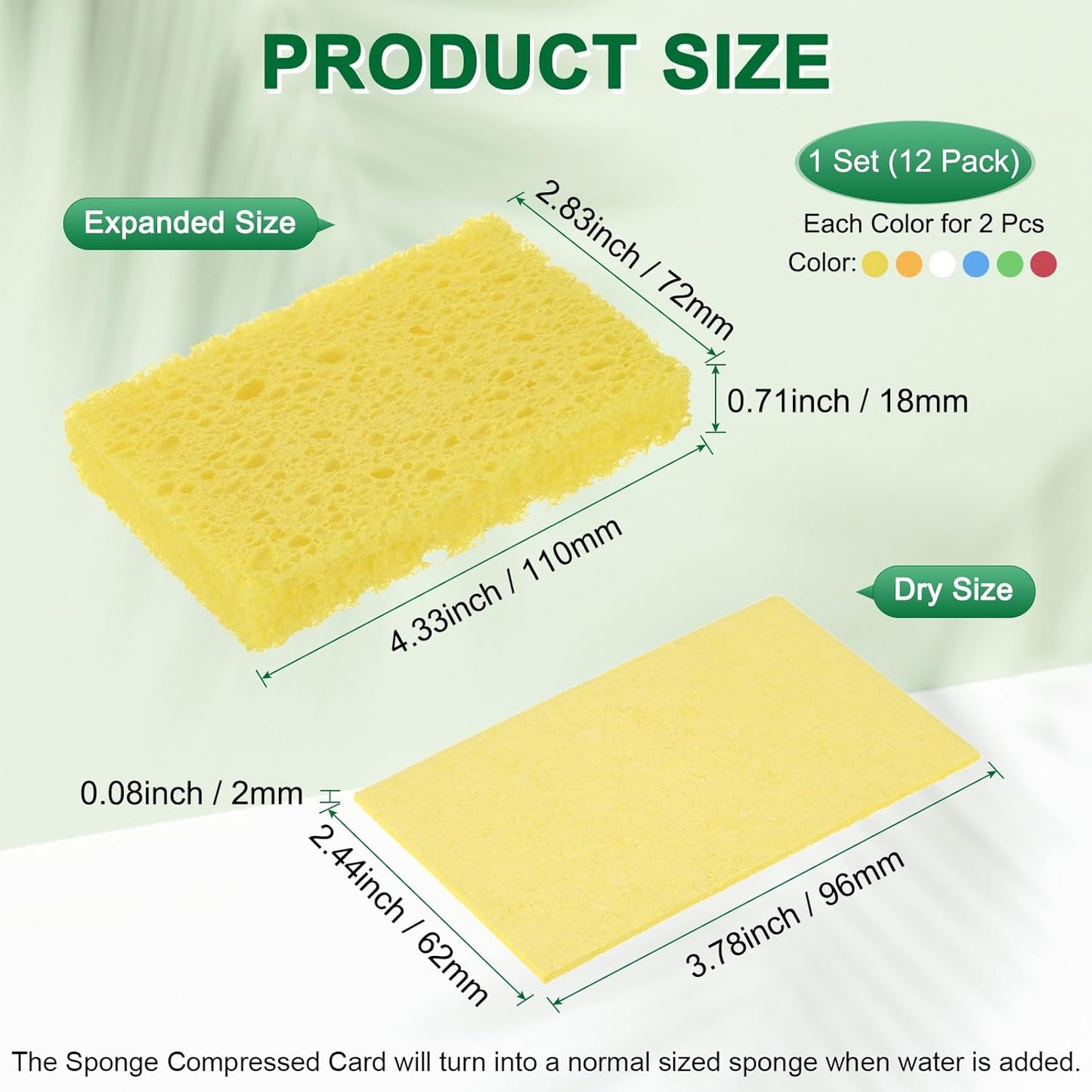 2-Set Kitchen Sponges, Condense Eco Cellulose Non-Scratch Scrub Heavy Sponge for Kitchen/Household/Bathroom, Clean Tough Messes Dish Scrubber [Multicolor]