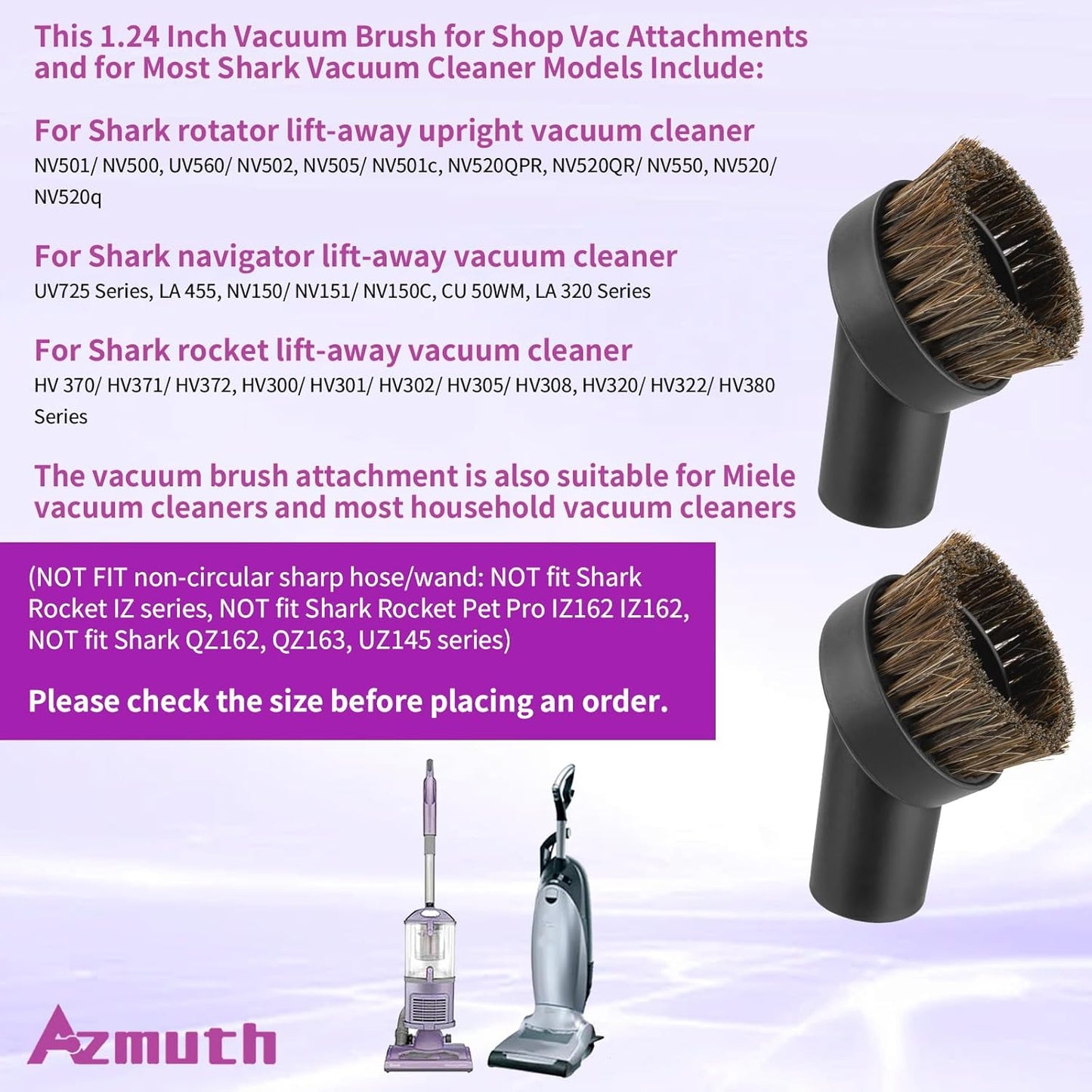2Pcs 25mm Soft Horsehair Vacuum Dusting Brush, Universal Vacuum Brush Attachments for Shark Vacuum Cleaner and Shop Vac Vacuum and for Most Household Vacuum Cleaners Accessories