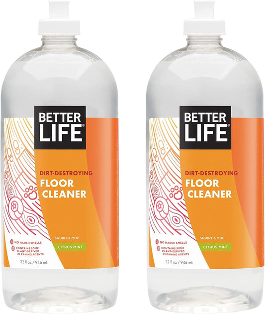 Better Life Floor Cleaner - Liquid Multipurpose Cleaner for Wood, Tile, Laminate, Vinyl, Bamboo - Hardwood Floor Cleaner for Mopping - Citrus Mint, 32 Fl Oz (Pack of 2)