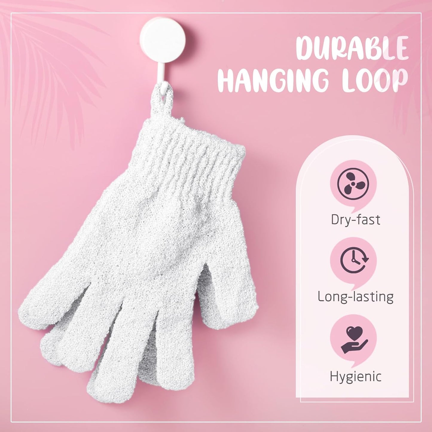 104 Pcs Exfoliating Glove Bulk Shower Gloves with Hanging Loop Exfoliating Body Scrubber Dead Skin Remover for Body Bath Beauty Spa Massage Scrubs Men Women Bathing(White)