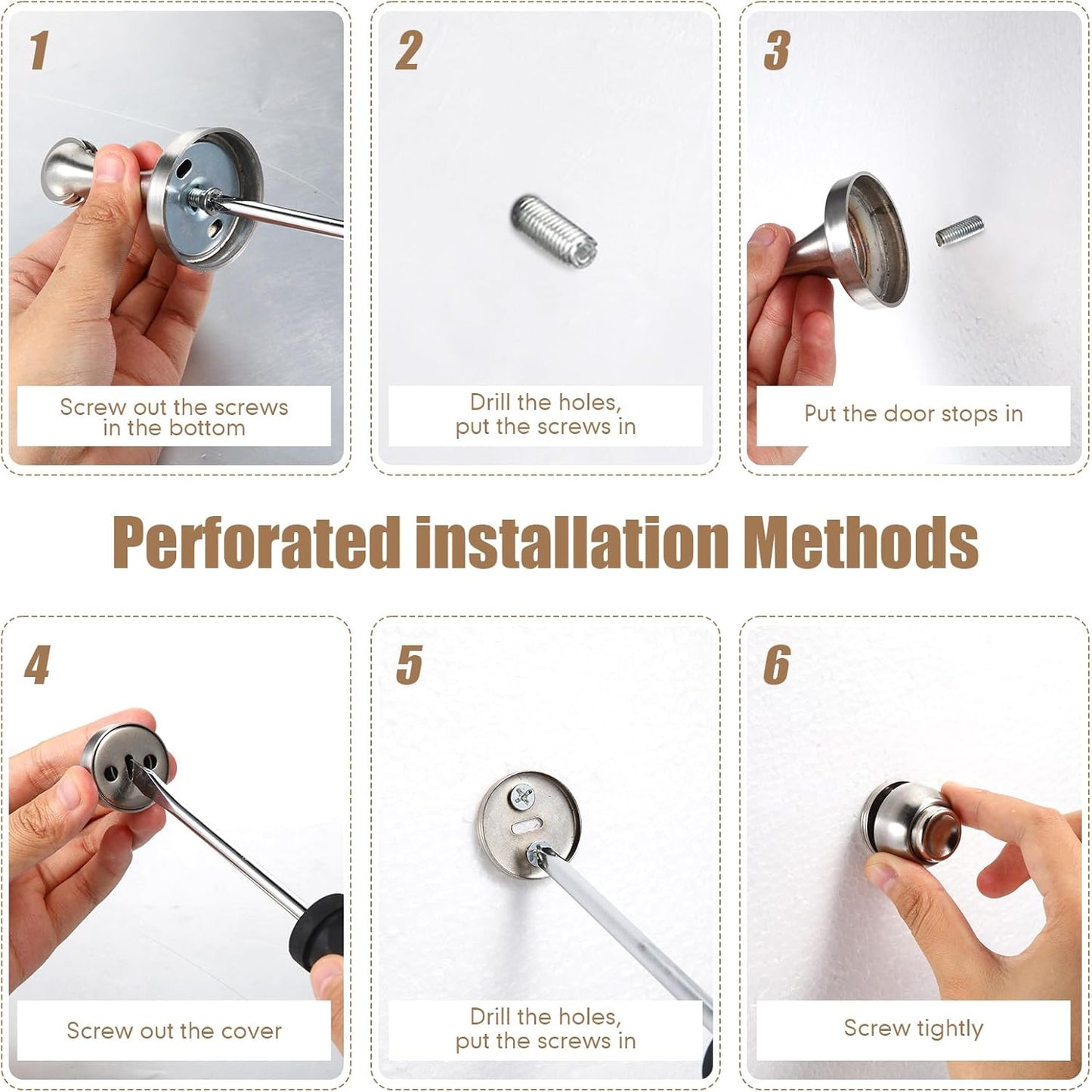 8 Pcs Magnetic Door Stoppers Stainless Steel Door Stops Magnetic Catch Holder with Screws for Wall Floor Mounted Wall Protector Hold (Silver)