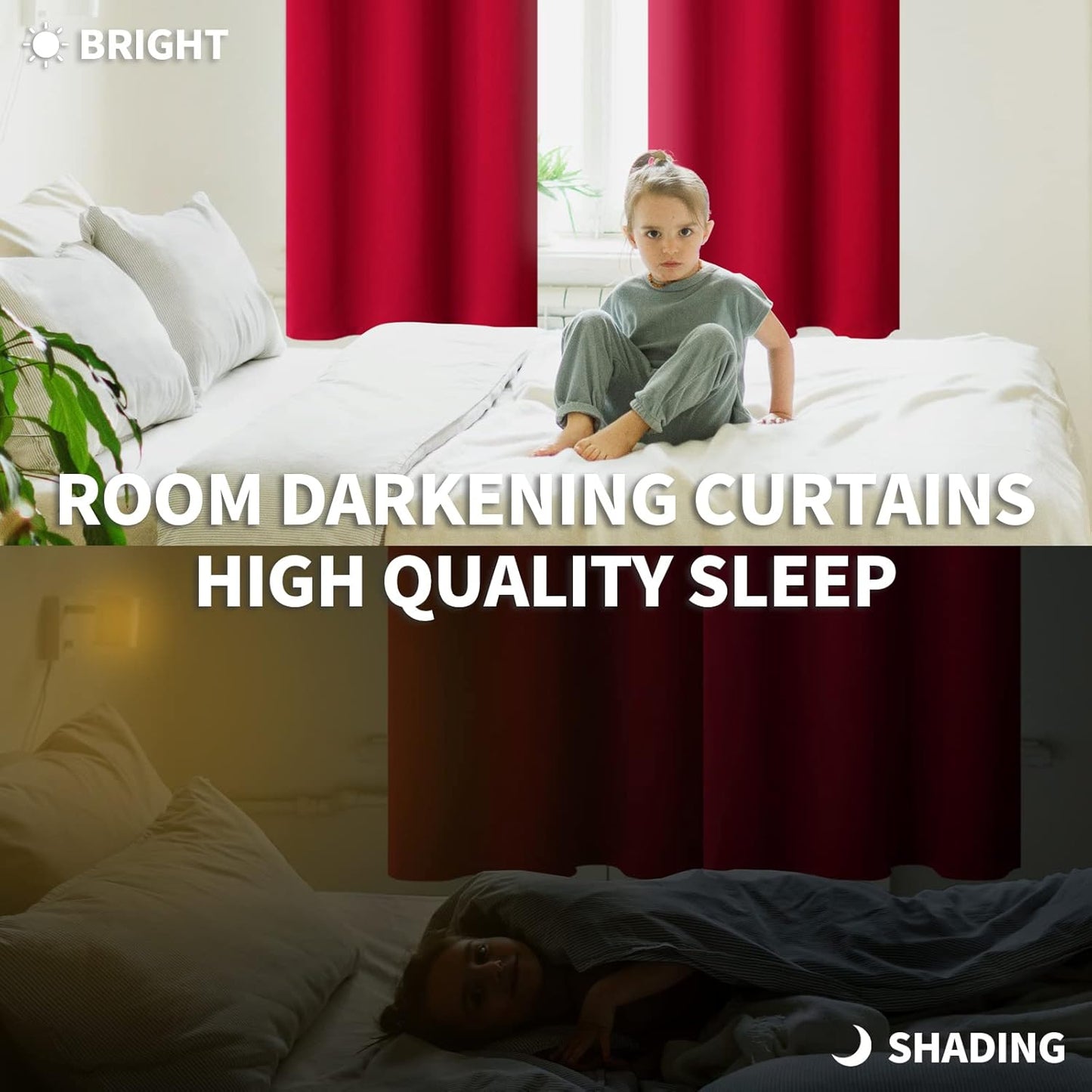 BGment Red Blackout Curtains 84 Inch Length for Living Room - Rod Pocket Thermal Insulated Room Darkening Drapes Blinds for Bedroom Ding Room, 52 x 84 Inch, 2 Panels