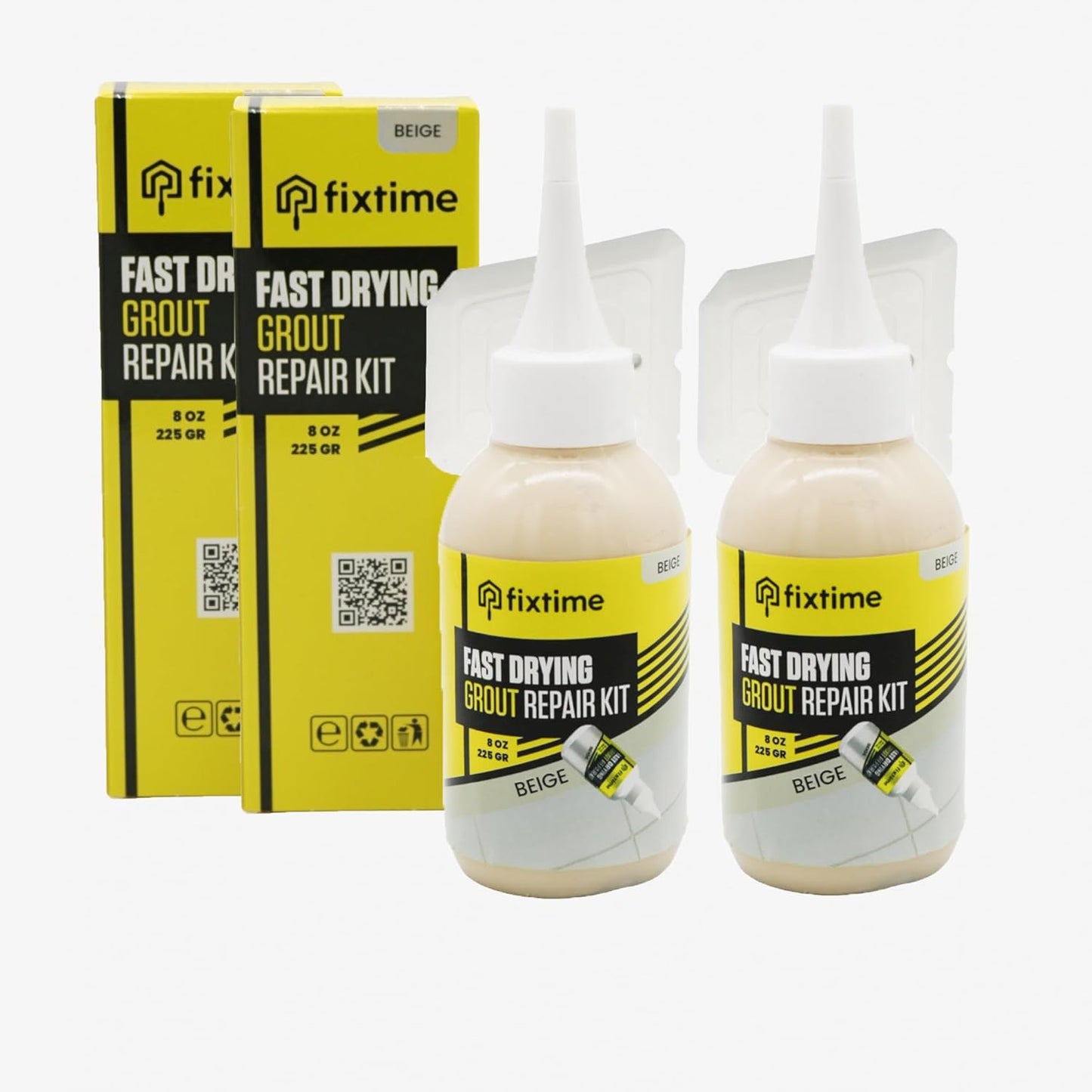 Tile Grout Repair Kit, Beige Grout Filler Tube 8 oz, Grout Repair Renews, Fast Drying Repait Kit, Grout Sealer for Floor Tile - Spatula Included (2xBeige)