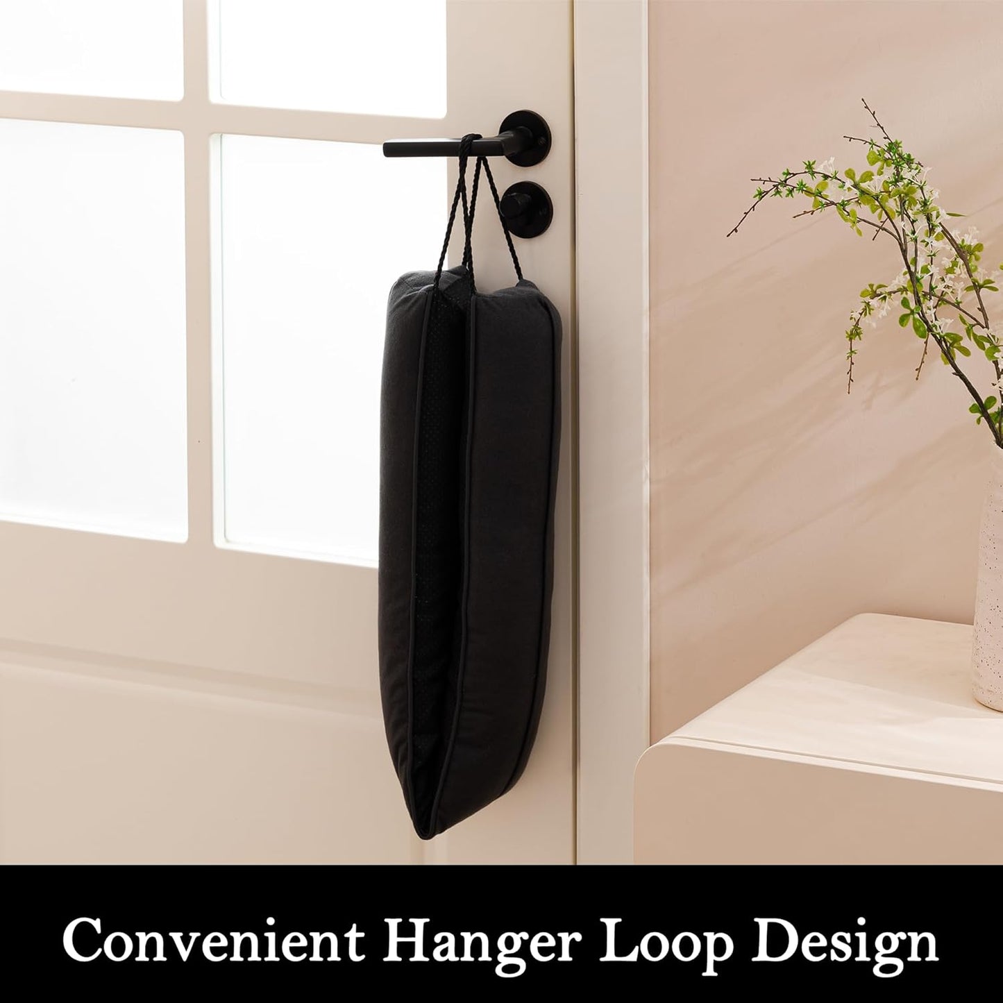 Sunolga 30" Door Draft Stopper Blocks Hot and Cold Air with Removable Washable Cover for Gaps Up to 3", All-Season Seal for Noise, Door Sweep for Bottom of Door and Window, Home Essentials, Black