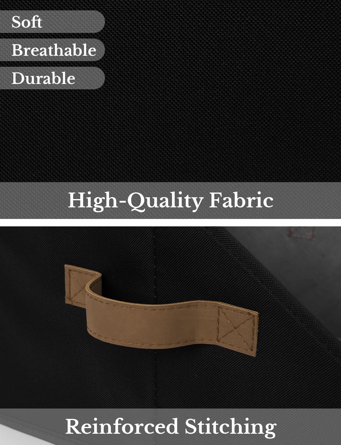 StorageWorks Closet Storage Bins, Trapezoid Organizer Box for Shelves, Fabric Clothes Bin, Foldable Organizing Baskets with Handles, Small, Black, 3-Pack