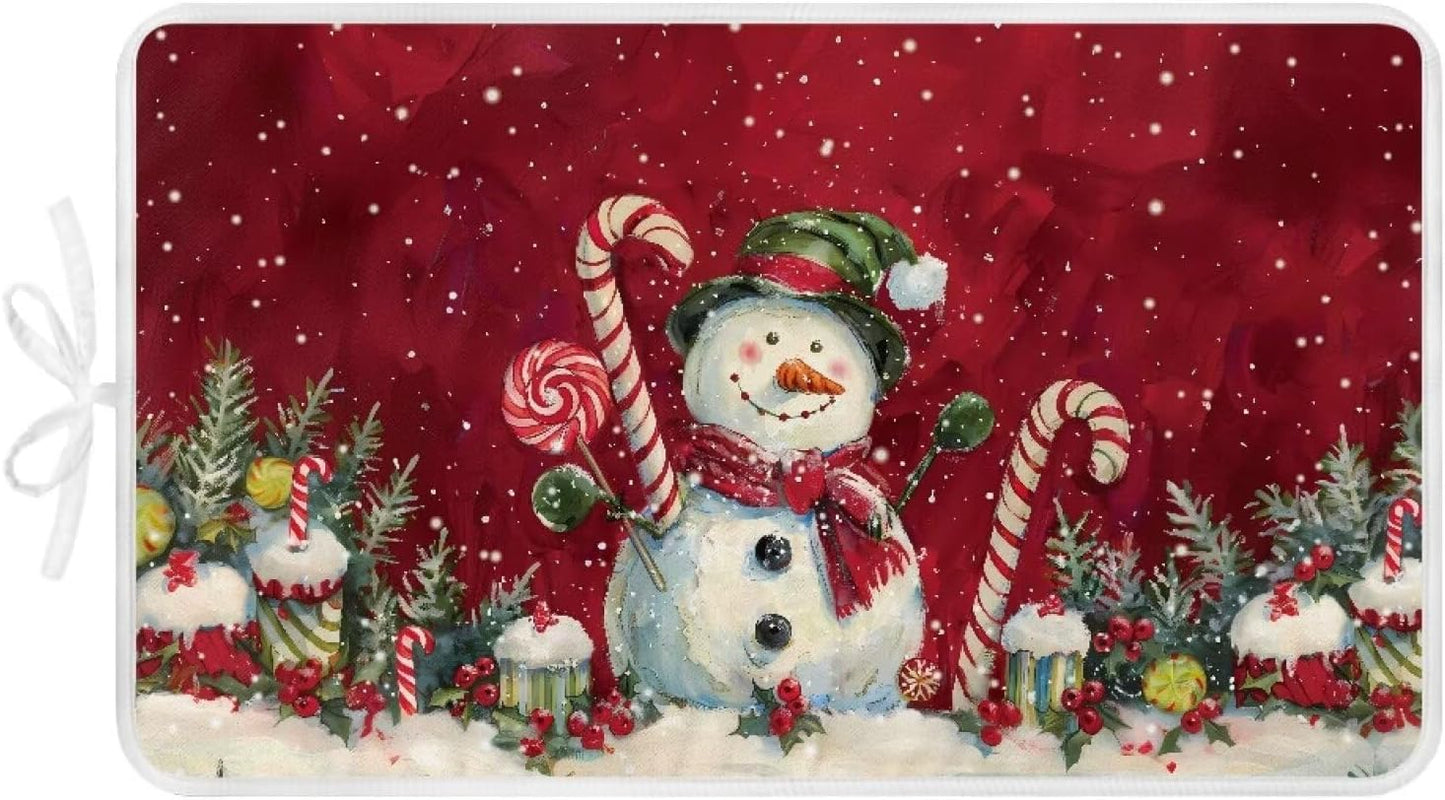 Ironing Mat Christmas Portable Iron Pad Magnetic Cover and Padding for Top of Washer, Dryer, Tabletop, Countertop,Travel Small Size Snowman Ironing Pads 32 x 16 Inch