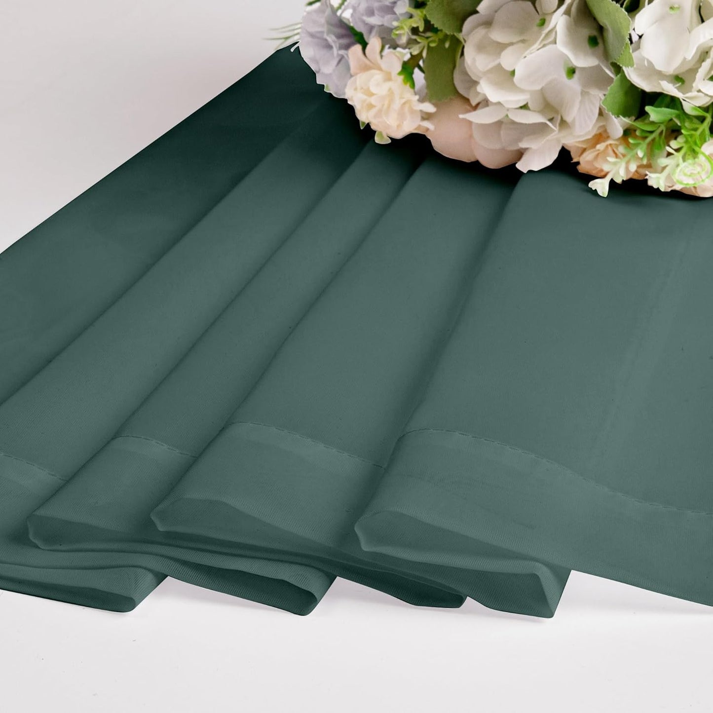 Chyhomenyc Sheer Valances for Windows 2 Pack, Small Window Curtains for Living Room Bathroom, Modern Top Dual Rod Pocket Basement Curtains for Small Window, 42Wx14L inches, 2PCS, Hunter Green