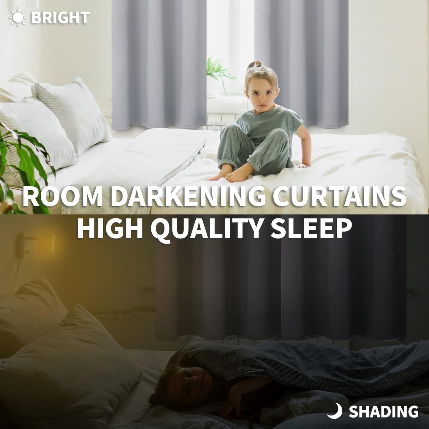 BGment Rod Pocket Blackout Curtains for Bedroom - Thermal Insulated Room Darkening Curtain for Living Room, 52 x 72 Inch, 2 Panels, Light Grey