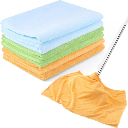 6 Pack Extra Large Microfiber Cleaning Cloths 20"x30", Lint-Free Reusable Towels for Home, Glass, Windows, Office, Kitchen, Bathroom – Mixed Color