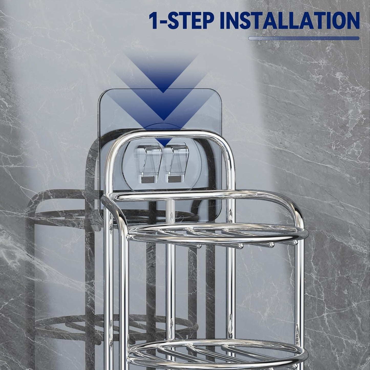 Silver 3-Tier Shower Soap Shampoo Bar Holder, Self Adhesive & Freestanding Draining Soap Dish Caddy for Bathroom Wall Accesories Decor