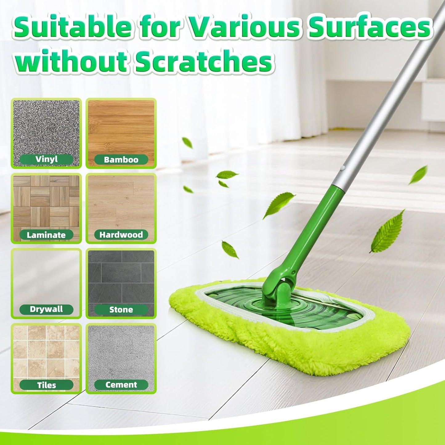 Reusable Mop Pads fit Swiffer Sweeper Mop - Microfiber Wet Pads Refill & Machine Washable Dry Sweeping Cloths for Mopping All Sealed Floors - Hardwood, Laminate, Tile & Stone (Mop is not Included)