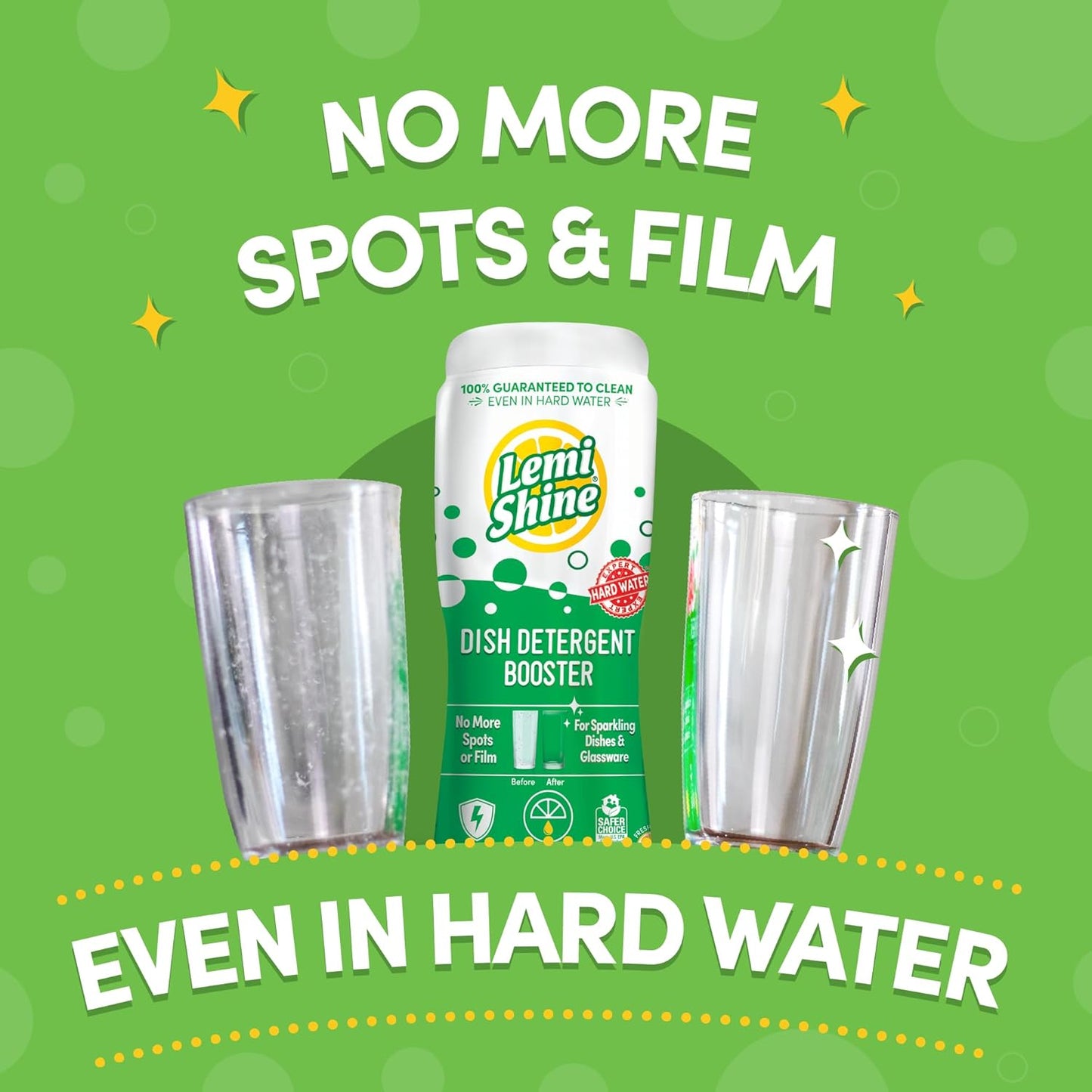 Lemi Shine Dish Detergent Booster, Hard Water Stain Remover, Multi-Use Citric Acid Cleaner 10 oz, Pack of 8