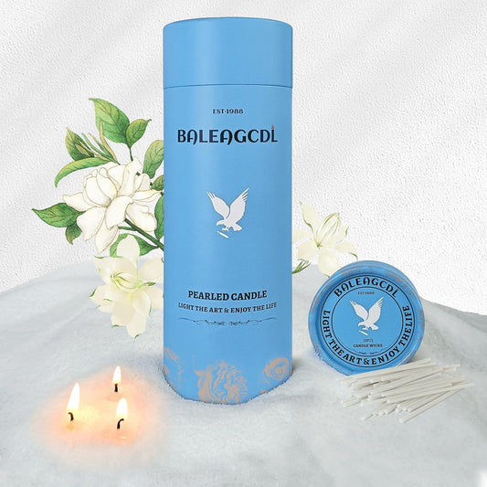 White Pearled Candle 18oz Luxury Sand Candle Granulated Wax - 30 Cotton Wicks - Gardenia Scented - Lasts up to 120 Hours