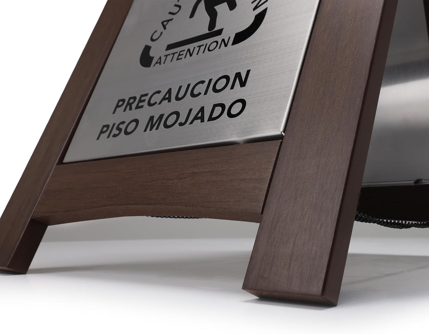 Premium Outdoor Composite Caution Wet Floor Sign – Bilingual w/Non-Skid Plastic Feet, Black Plate – For Hotels, Schools, Offices, Areas, Restrooms, Pool Decks - Brown 2 Pack