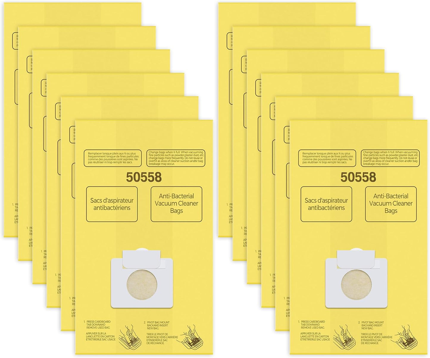 50558 Vacuum Cleaner Bags Replacement for Kenmore Canister Type C/Q 5055, 50555, 50557, 50558 and Pana·sonic Type C-5, C-18, 200 Series, 400 Series, 600 Series, 800 Seires Vacuum - 12 Pack