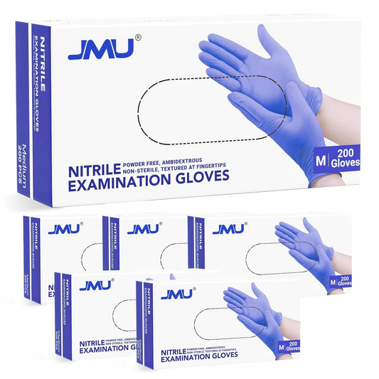 JMU Nitrile Gloves Case Medium, 1200 Count, Gloves Disposable Latex Free Bulk, 3.5 Mil, Violet Blue