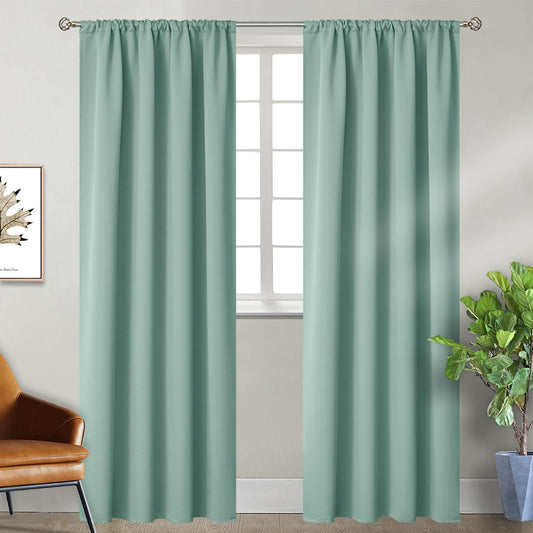 BGment Light Sage Blackout Curtains 84 Inches Long for Living Room - Rod Pocket Thermal Insulated Room Darkening Drapes for Bedroom Dining Privacy, 42 x 84 Inch, 2 Panels