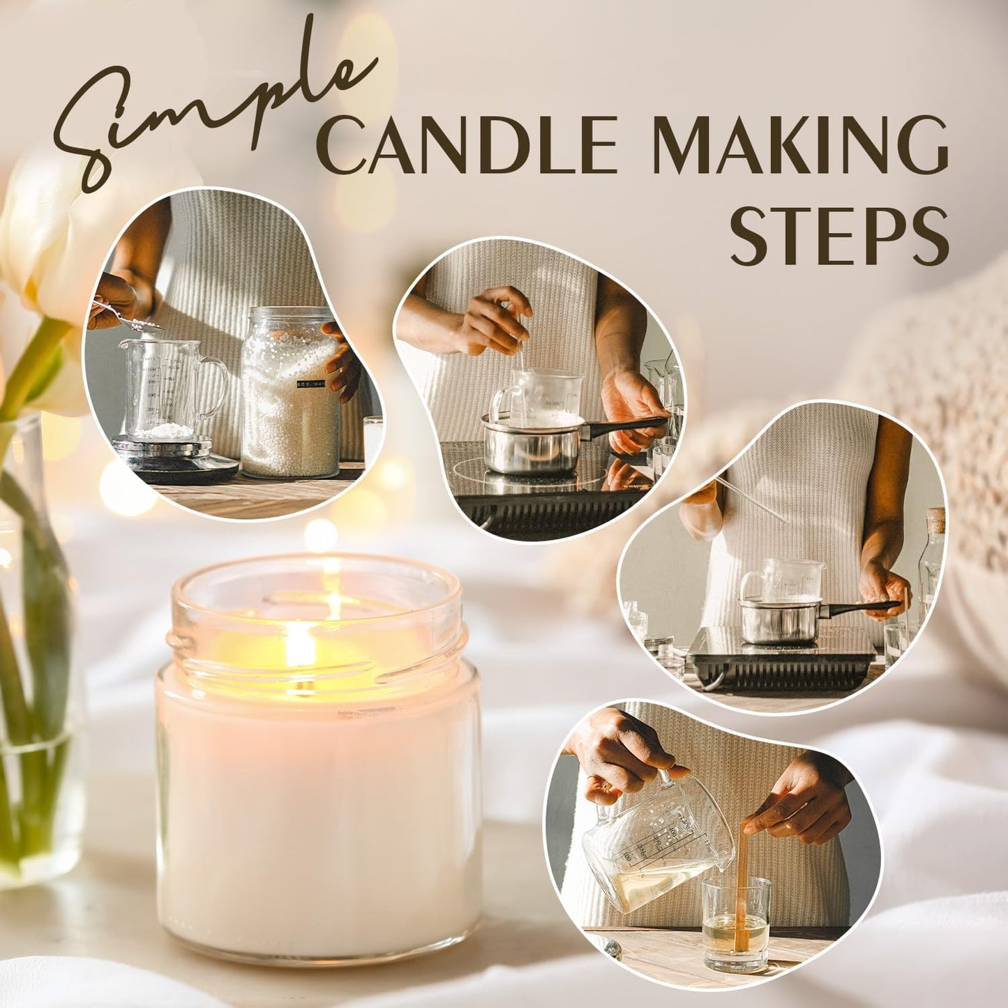 Soy Wax Flakes, Waxcanpy Natural Candle Wax, Organic Soy Wax for Candle Making from Farm, No Additives, Harmless and Pure (5lb)