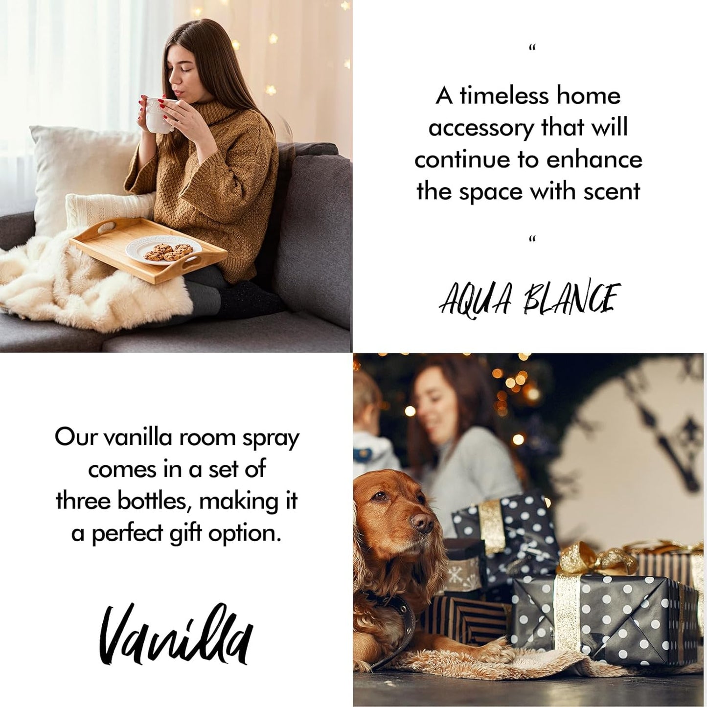 Fragrant Room Spray, Vanilla, 3 x 3.4 fl oz, Air Fresheners Odor Eliminator for Home, Bathroom, Concentrated Room Spray