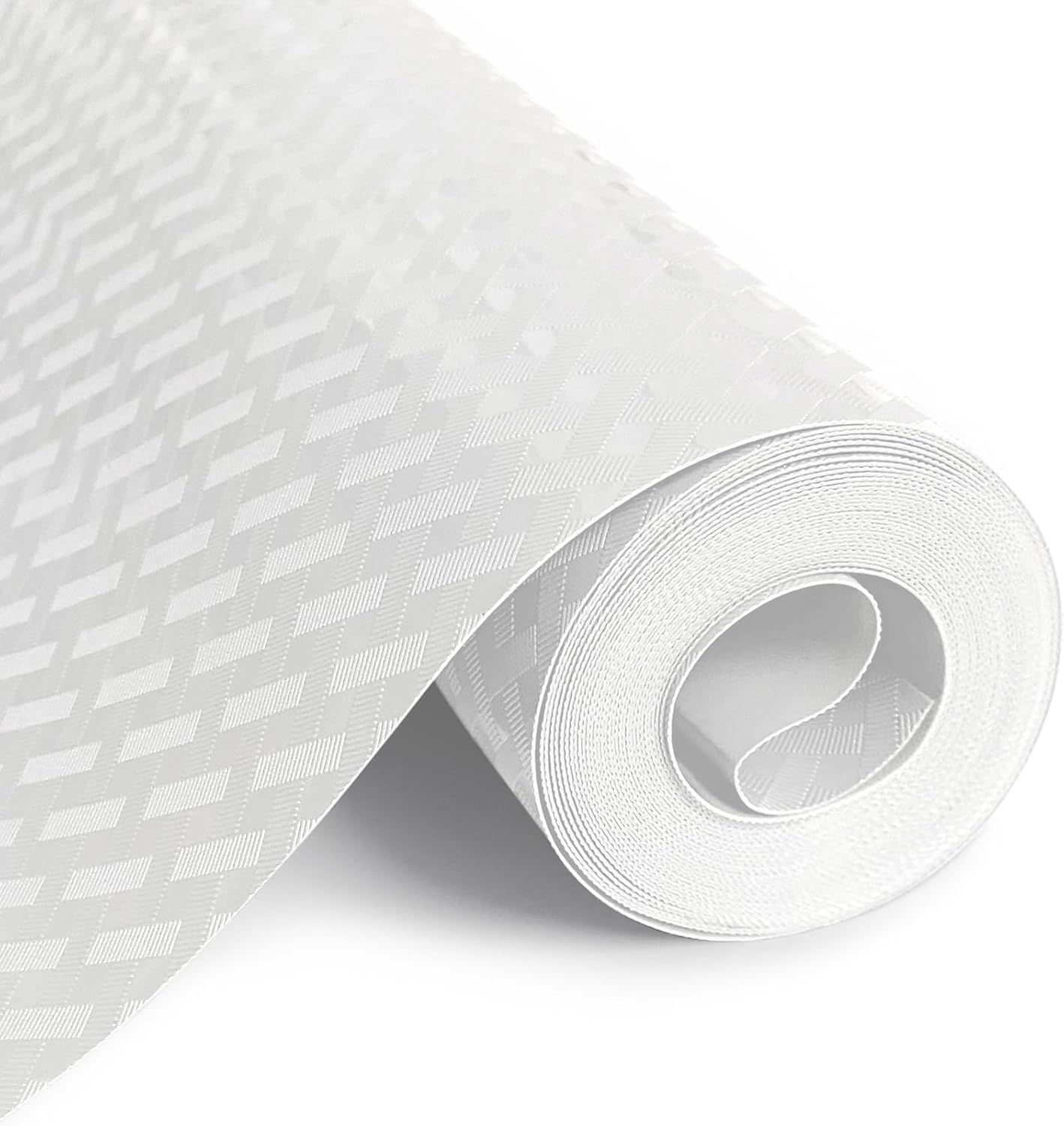 Shelf Liners for Kitchen Cabinets and Drawers, Non-Adhesive and Anti-Slip, Waterproof and Easy to Clean, Durable EVA Cabinet Mat for Refrigerator, Cupboard, Table (White, 17.5" W x 196.8" L)