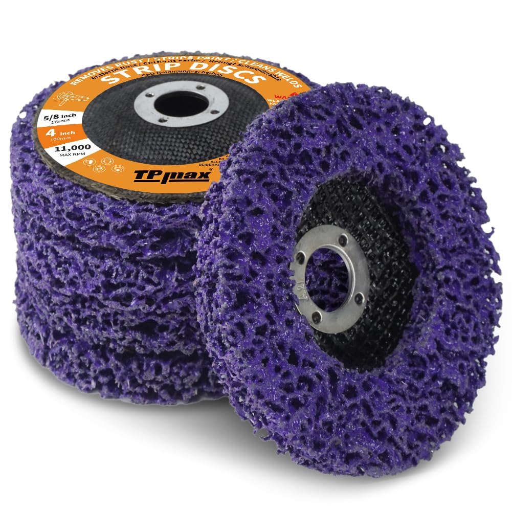 4 inch Stripping Discs Rust Remover Discs Remove Paint and Oxidation 5/8 inch Arbor Clean Discs Poly Strip Disc Angle Grinding Wheel - 5 Pack(Purple)