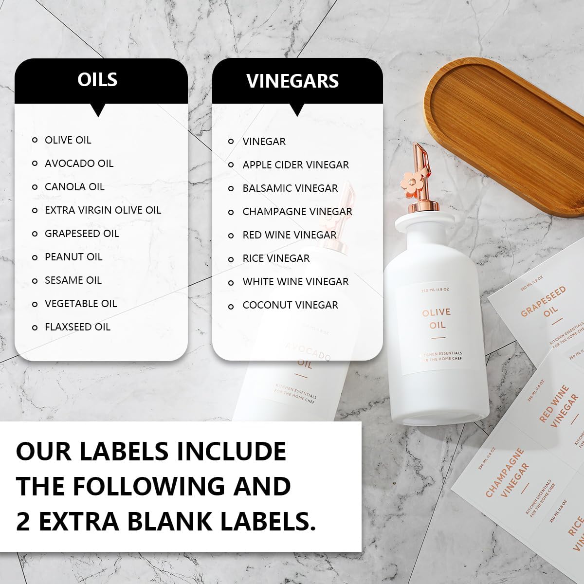 HOMCDALY Olive Oil Dispenser for Kitchen, 11.8oz Glass kitchen Dispenser Bottle, Rose Gold Oil&Vinegar Cruet Set, Leakproof Oil Containers for Cooking, Kitchen Decor | Set of 2 (11.8oz – Rose Gold)