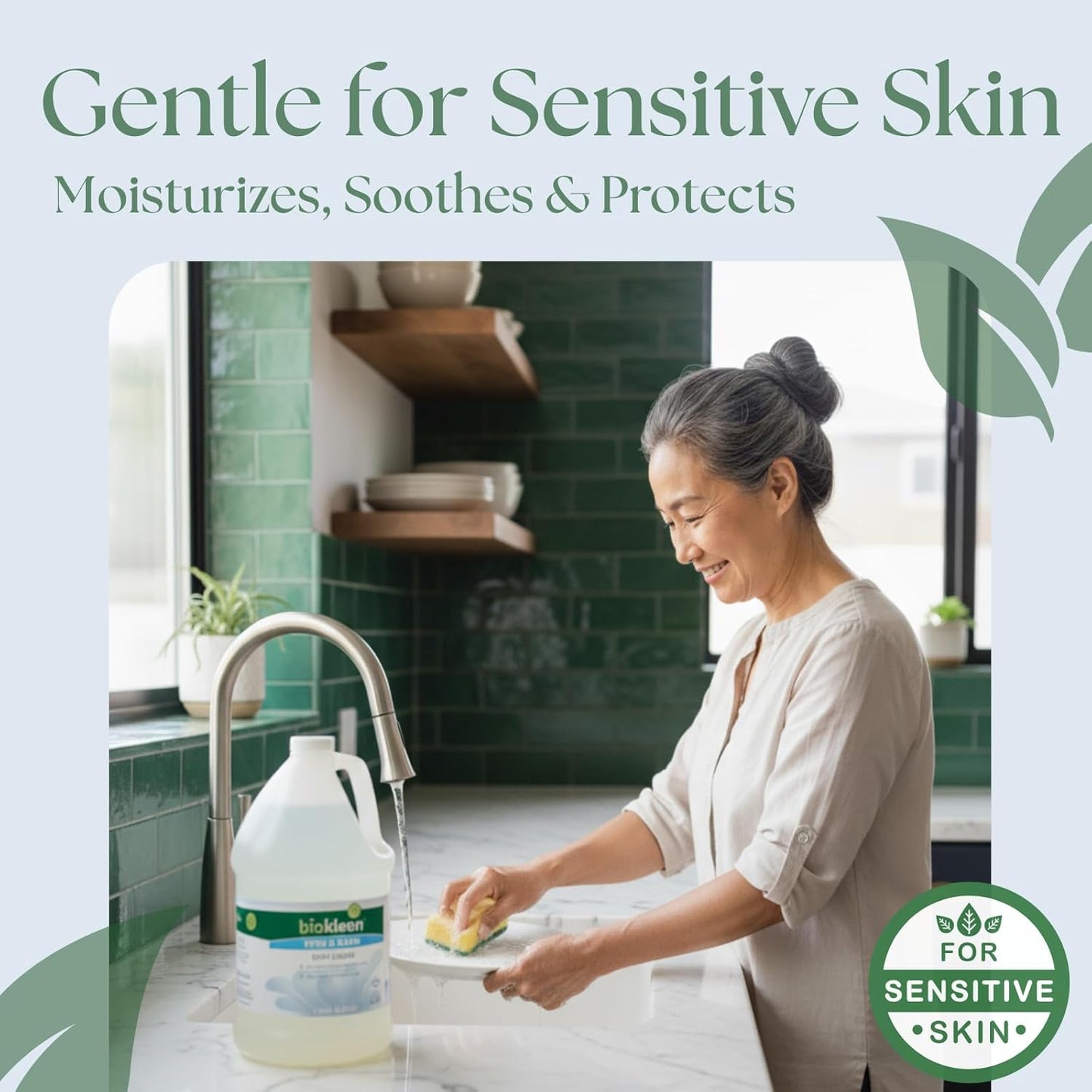 Biokleen Free & Clear Dish Soap - Dish Liquid, Dishwashing Cleaner, Eco-Friendly, Non-Toxic, Plant-Based, No Artificial Fragrance, Colors or Preservatives, Unscented