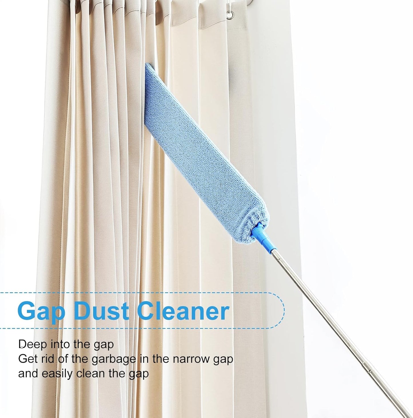 Retractable Gap Duster Cleaner Cleaning Tools with 2 Microfiber Dusting Cloths Washable Duster for Cleaning Under Appliances Furniture Couch Fridge