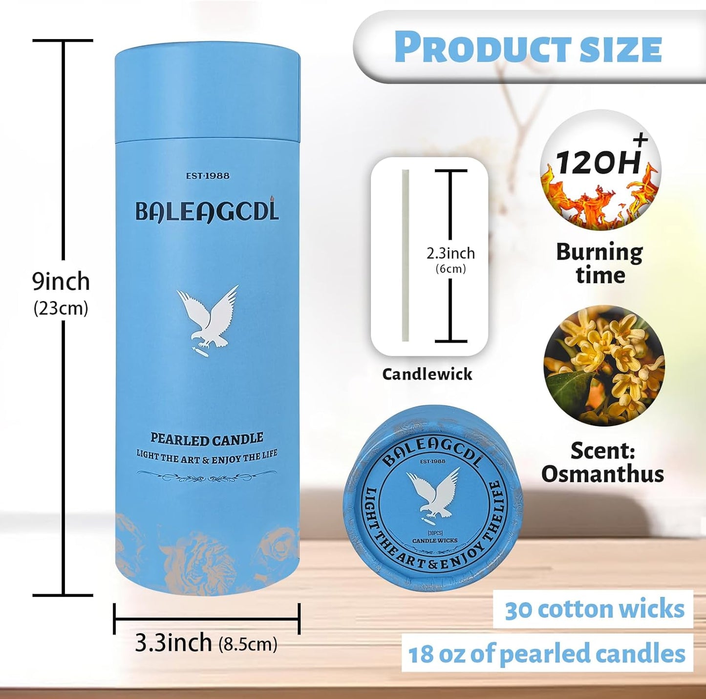 Osmanthus Scented Pumpkin Pearled Candle 18oz Luxury Sand Candle Granulated Wax - 30 Cotton Wicks - Wax for Candle Making Decorative Candles Smooth and Clean Burning Lasts up to 120 Hours