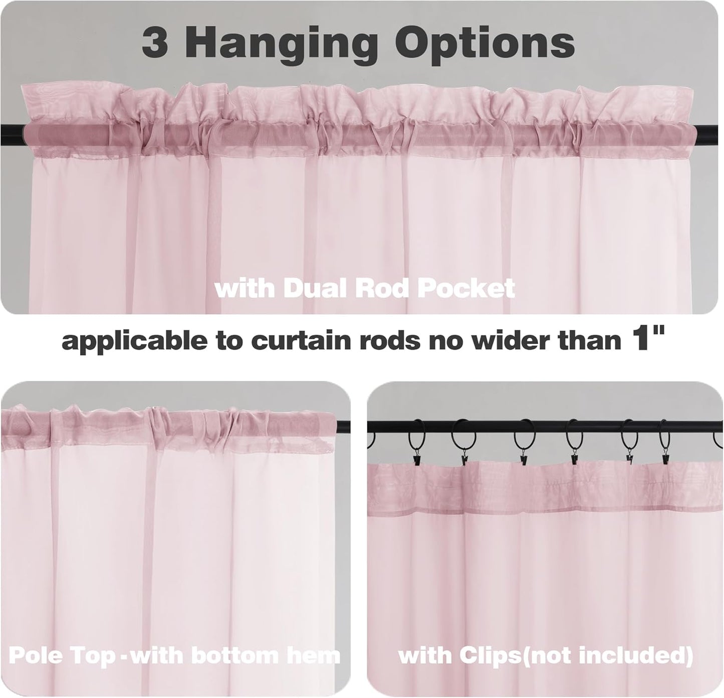 Chyhomenyc Blush Pink Sheer Curtains 84 Inches Long 2 Panels Set - Light Filtering Pink Curtains for Living Room, Soft Rod Pocket Bedroom Window Drapes, 42Wx84L inch, 2PCS