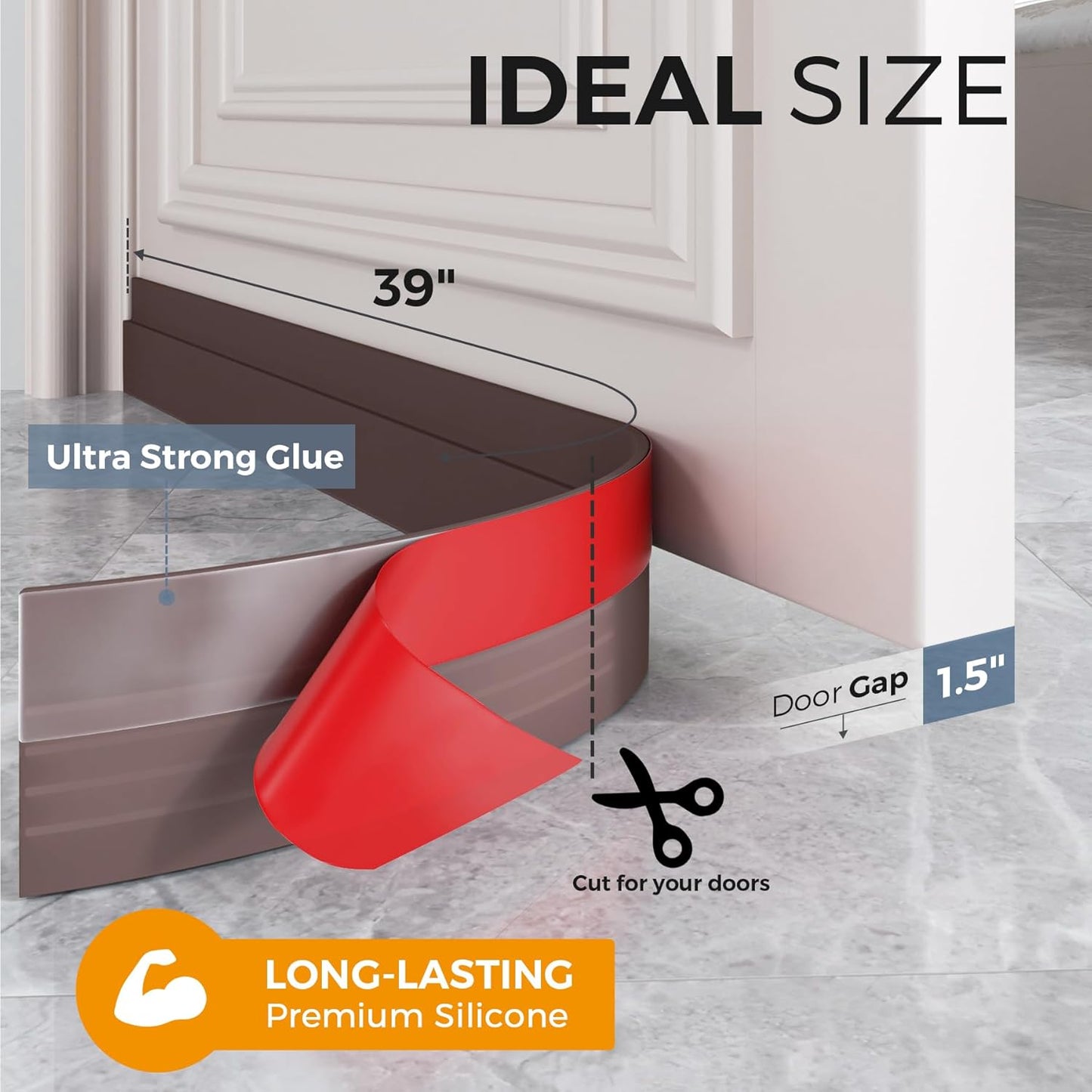 GroTheory 2 Pack Door Draft Stopper, Under Door Draft Blocker, Soundproof Door Sweep Weather Stripping for Doors, 39" L x 2" W Brown, Home Improvement for New Home