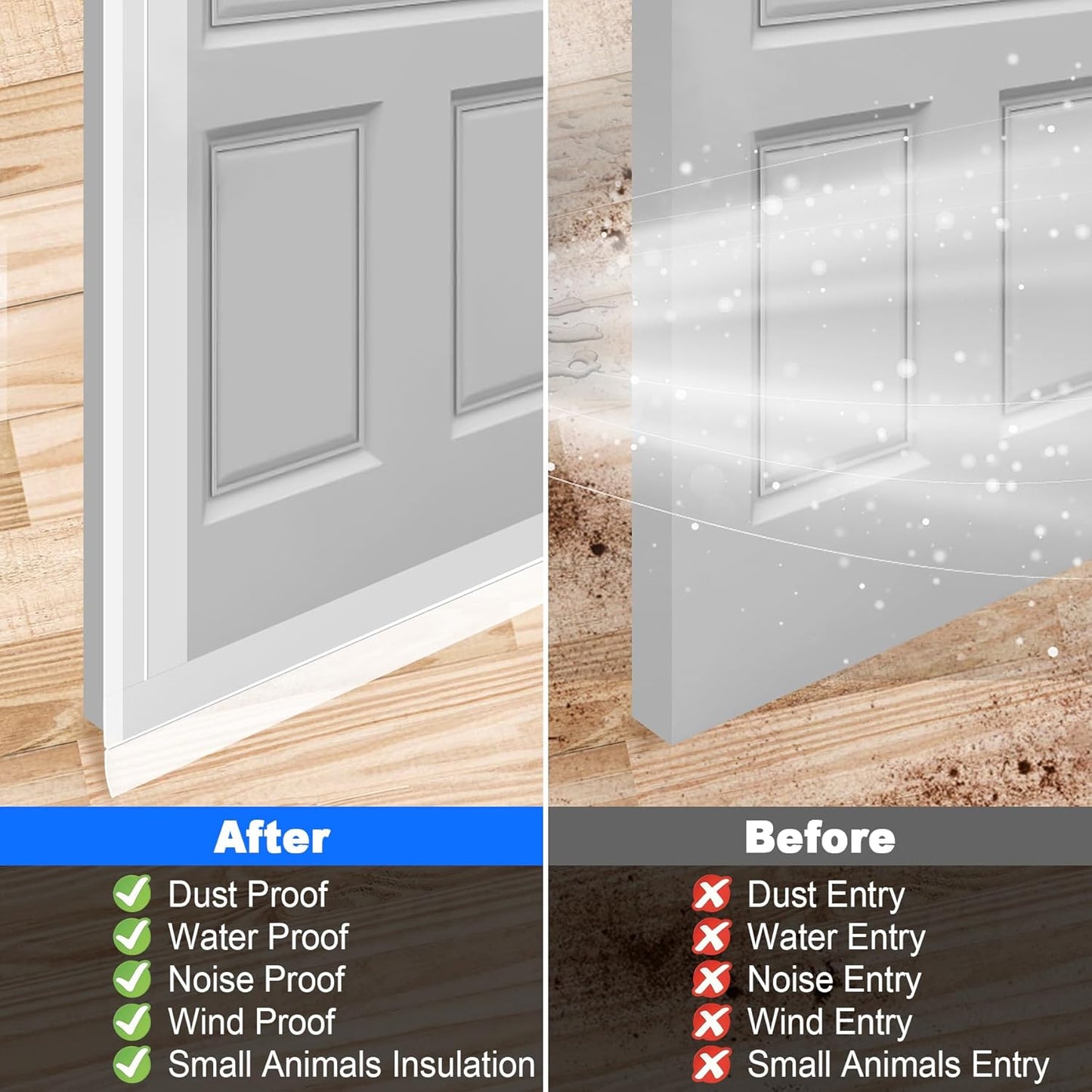 ToLanbbt Weather Stripping Silicone Door Seal Strip 3 in x 20 ft Door Draft Stopper Self Adhesive Door Draft Tape, Side & Bottom Gaps Insulation Strip for Glass Shower Door Sliding Door Window, Clear